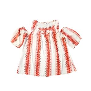 Candie's Women White Red Cold Shoulder Boho‎ Blouse Top Large
